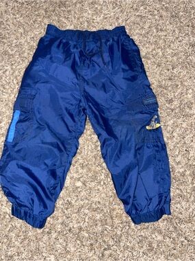 Boys Navy Blue Nylon Cargo Joggers with Elastic Waist